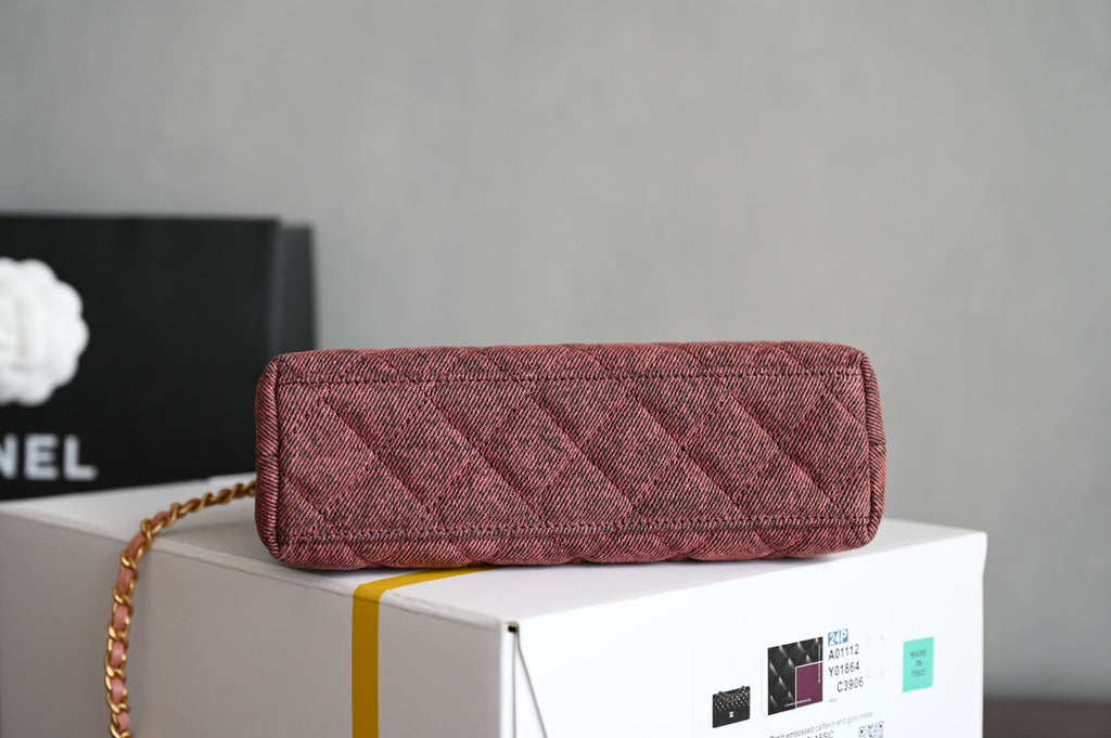 CHANEL 25S KELLY 19 CM IN WINE RED TWEED WITH GOLD HARDWARE