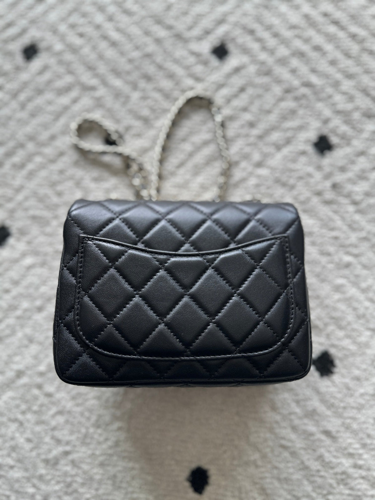 CHANEL 25S CLASSIC FLAP BAG MINI 18 IN BLACK LAMBSKIN WITH GOLD HARDWARE