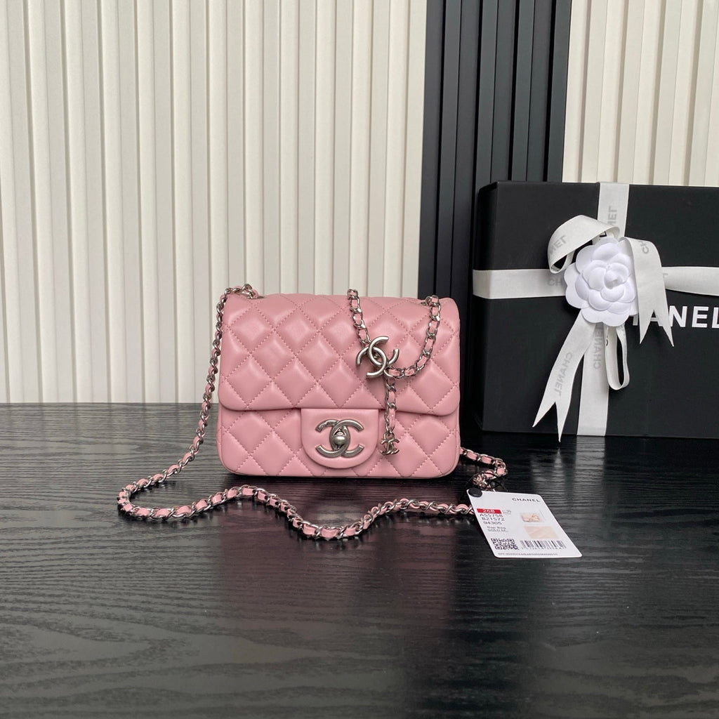 CHANEL 25S MINI FLAP BAG 18 IN PINK CALFSKIN