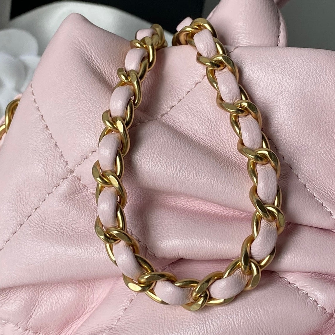 CHANEL 25S MINI BOW BAG 26 IN PINK LAMBSKIN WITH GOLD HARDWARE