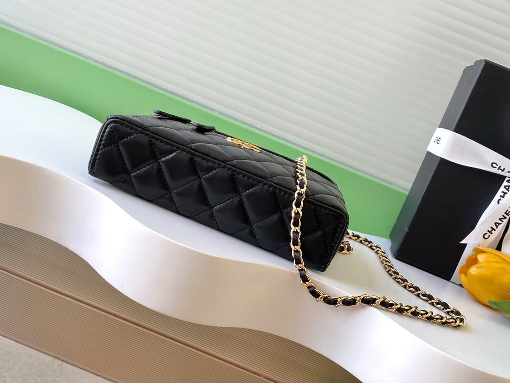 CHANEL 25S VANITY BAG 19 IN BLACK LAMBSKIN GOLD HARDWARE